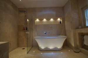 Ensuite using travertine